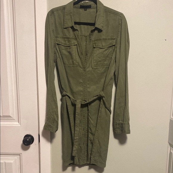 Sanctuary brand Anthropologie Sage Green Button down Shirt Dress- Sm - waist tie - Picture 1 of 7